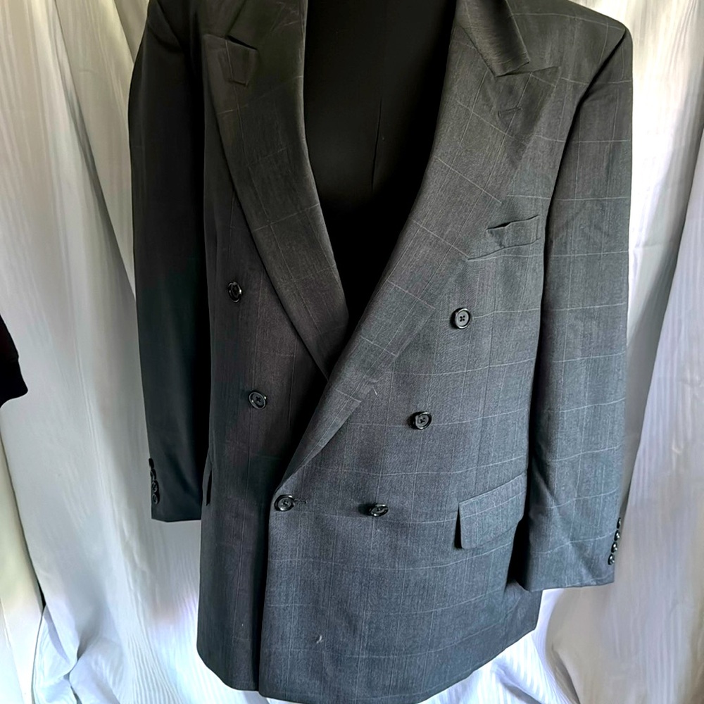 Beautiful double breasted suit gray check wool suit